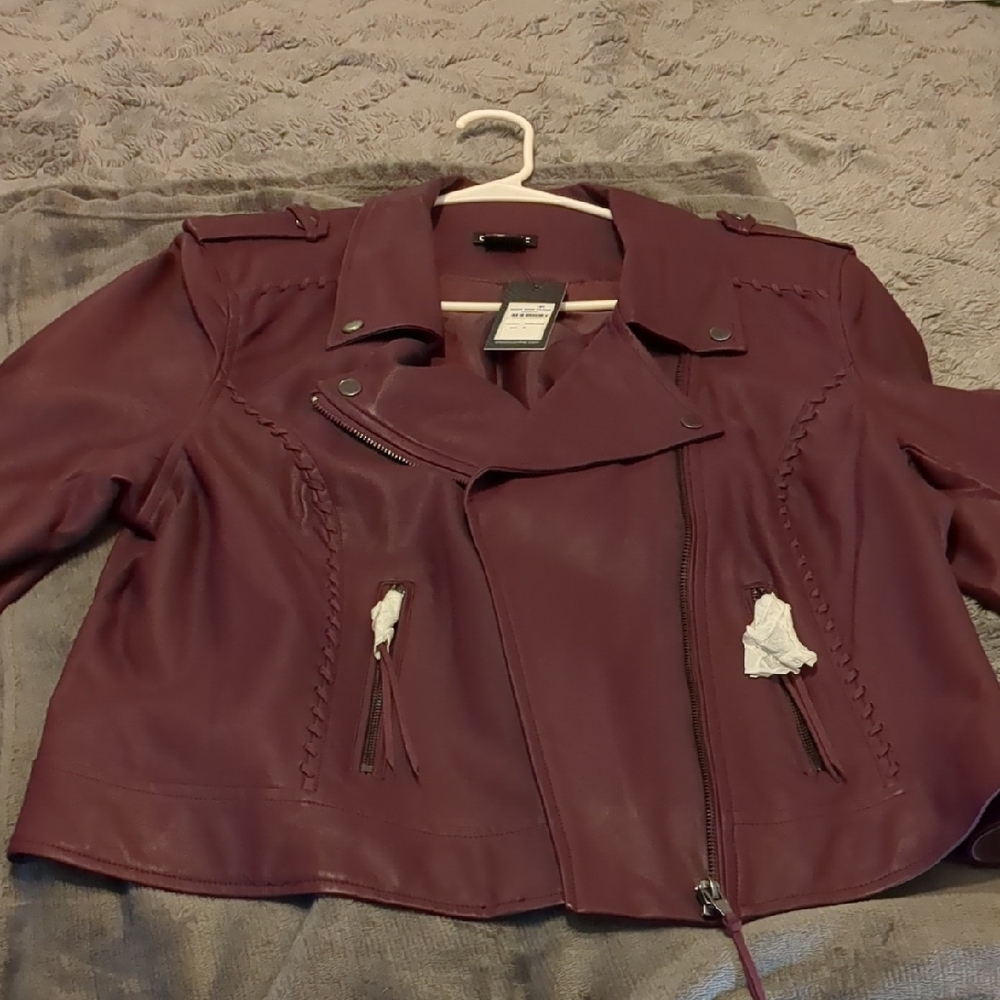 City Chic Deep Purple Leather Jacket